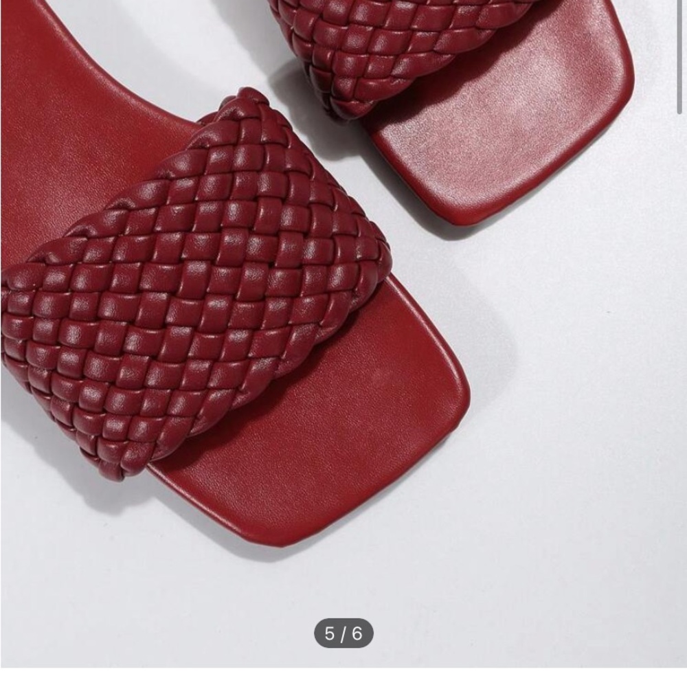 SHEIN Burgundy Woven Slide Sandals - Picture 3 of 5